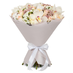 Букет с пионовидными розами и орхидеями “Фиона” #318