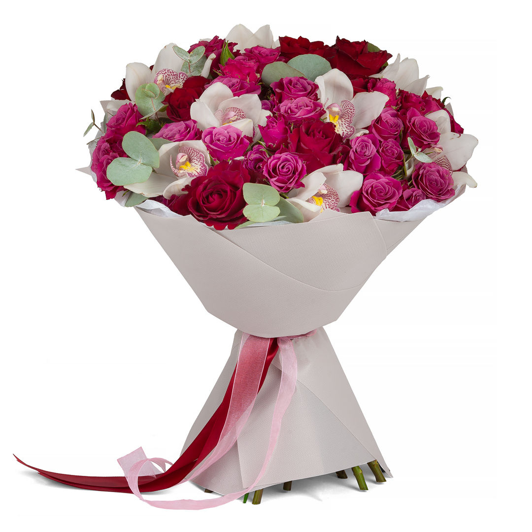 Букет с розами и орхидеями "Изабелла" #321