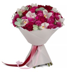 Букет с розами и орхидеями “Изабелла” #321