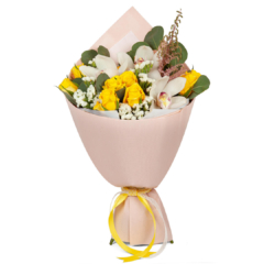 Букет с орхидеями и розами “Sunny” #109