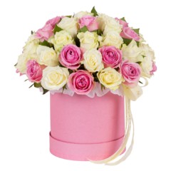 Шляпная коробка с 49 розами #моно№020*